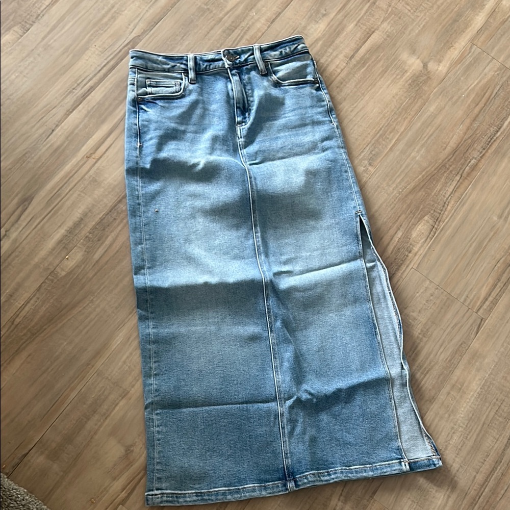Blue Denim Maxi Skirt